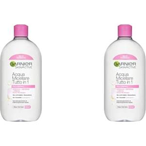 GARNIER Acqua Micellare Pelli Sensibili Tutto in 1, Strucca, Deterge e Idrata, Senza Risciacquo, 700 ml, Confezione da 2