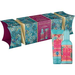 Tesori d'Oriente, Ayurveda Set Doccia Formato Viaggio, con Doccia Crema (75 ml) e Profumo (100 ml), Fragranze con Note Armoniose di Arancio Dolce, Limone e Pepe Rosa, Confezione Regalo