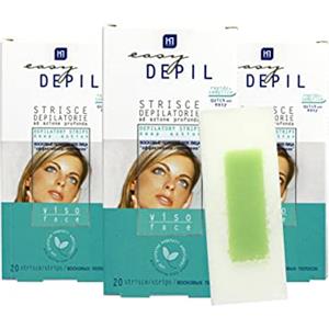 HP HEALTH PRODUCTS EASY DEPIL Easy Depil KIT 60 STRISCE DEPILATORIE VISO (Baffetti, Guance, Mento, Sopracciglia). Rapide, efficaci, facili da usare. Azione Profonda Pelle liscia a lungo, con proteine vegetali addolcenti.