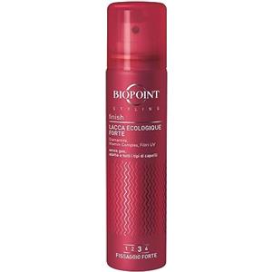Biopoint Styling Finish - Lacca Ecologique NO GAS Fissaggio Forte 3, con Filtri Solari UV, Formato Viaggio 75ml