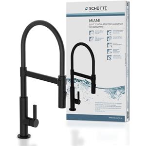 Schütte 79147 360° con Tubo Soft Touch, monocomando con doccetta Magnetica Estraibile, Miscelatore per lavello, Rubinetto da Cucina, Nero Opaco