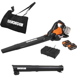 WORX - Aspirapolvere / Soffiatore Brushless senza fili 40V - 4Ah - WG583E (335km/h, 575 m³/h, 35 litri, 2 velocità, fornito con batterie e caricatore), arancione