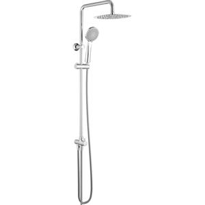 GRIFEMA Colonna Doccia Colonna Doccia Acciaio Inox Senza Miscelatore Fori Muro Regolabili Asta Doccia Gruppo Doccia Colonna Con Soffione e Doccetta Porta Ogetti Mensola 25x25cm, G7005