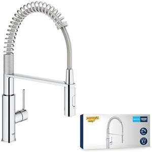 GROHE Get, rubinetto per lavello da cucina, miscelatore monocomando a 2 getti, rubinetto con doccia estraibile professionale, installazione rapida, cromato, 30361000 (importazione tedesca)