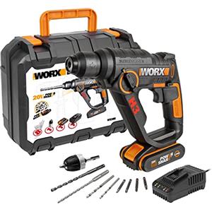 Worx WX390 Trapano/Atornilllador/Martello perforatore compatto a batteria 20V - con 2 batterie e caricabatteria - 2,0Ah Li-Ion