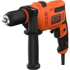 BLACK+DECKER Trapano elettrico a percussione da 500W, potente 0-32.300 BPM per muratura e calcestruzzo, design compatto con impugnatura laterale, BEH200-QS