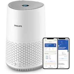 Philips Purificatore d'Aria Serie 600, Sensore Intelligente, ideale per le allergie, il filtro HEPA rimuove il 99,97% degli inquinanti, Copre fino a 44m2, controllo tramite App, Bianco (AC0651/10)