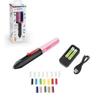 Bosch Home and Garden Gluey Cupcake Pink Penna Incollatrice a Caldo a Batteria , con 20 Stick di Colla, in Scatola di Cartone, Rosa