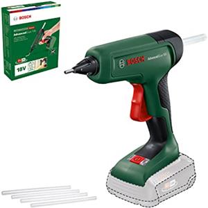 Bosch Home and Garden AdvancedGlue Gun - Pistola per colla da 18 V (senza batteria; Sistema da 18 V; 4 stick di colla; Tempo di riscaldamento: 90 secondi; due scelte di temperatura: 130 °C - 200 °C)