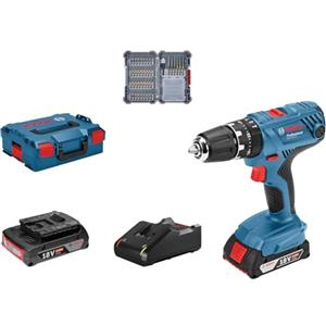 Bosch Professional Sistema 18V Trapano Avvitatore Con Percussione GSB 18V-21, Incl. Batteria 2x2.0 Ah, Set Di Accessori Da 40 Pz., In L-BOXX 136, Amazon Exclusive Set