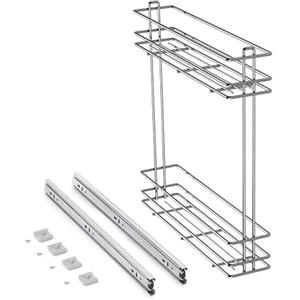 Emuca - Carrello portabottiglie estraibile per mobile di cucina, Montaggio laterale, Modulo 150mm, Cromato lucido, Acciaio