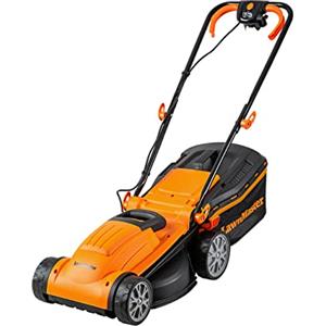 LawnMaster MEB1434M Tagliaerba Elettrico 1400W 34cm, Altezza di Taglio Regolabile in 6 Posizioni 20-70mm, Capacità di Raccolta 32L