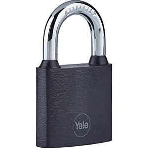 Yale Lucchetto Y111B/38 38 mm nero: corpo in lega di acciaio con arco temprato antitaglio e serratura a chiave testata 10.000 cicli per armadietti cassette garage e capanni