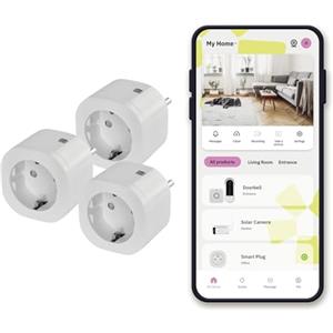 OMAJIN by Netatmo Set di 3 prese intelligenti, Timer, Monitoraggio Consumo, Controllo Remoto, Spegnimento Ritardato, Risparmio Energetico, Wi-Fi 2.4GHz/Bluetooth, 16A/3680W, senza hub, OBU-3SP-SK