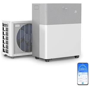 Midea Condizionatore Portasplit, pompa di calore mobile, raffreddamento A++/riscaldamento A+, 12000 BTU 3, 5kW, per ambienti fino a 42 m² / 105 m³, solo 39 dB(A) in modalità silenziosa