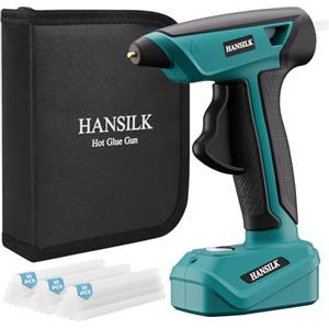 HANSILK Pistola per colla a caldo con batteria da 2000 mAh - pistola per colla a caldo senza fili con 30 bastoncini di colla di tipo C riscaldamento rapido 15s per fai da te fai da te e riparazioni