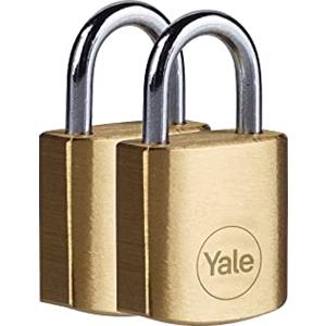 Yale Lucchetto in ottone Y110B/20/111/2 corpo 20mm, arco in acciaio, 3 chiavi, confezione da 2 lucchetti