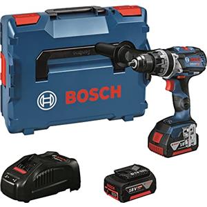Bosch Professional Sistema 18V Trapano Avvitatore Con Percussione GSB 18V-110 C, Incl. Modulo Di Connettività, Batteria 1x5.0 Ah, Batteria 1x3.0 Ah, In L-BOXX 136, Amazon Exclusive Set