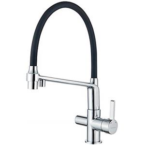 GRIFEMA Dover, Rubinetto da Cucina a 3 vie, Miscelatore per Lavello nero con Doccetta Estraibile e Bocca Flessibile Nero, Cromo [Exclusiva Amazon] [Esclusiva Amazon]