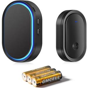 Brencco Campanello Senza Fili da Esterno, IP55 Citofono Senza Fili da Esterno, 300M Campanello Wireless, Ricevitore da Interno con 5 Volumi Regolabili, 60 Suonerie, Nero