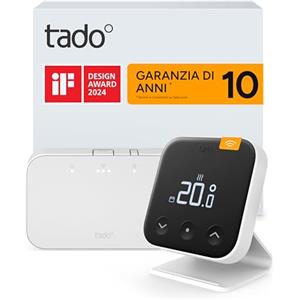 tado° Termostato X intelligente senza fili - Kit di base con termostato ambiente, Bridge X e supporto, controllo con app e Smart Speaker (Alexa, Siri, Google Assistant)
