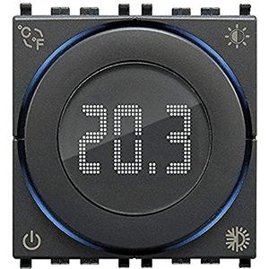 VIMAR 02970 Termostato a rotella ON/OFF, retroilluminazione LED, alimentazione 100-240 V, 2 moduli. Compatibile con Eikon, Arké, Plana, per Idea supporto dedicato, Grigio