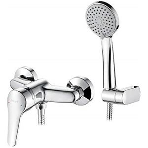 Ibergrif Roma, Miscelatore Doccia con Doccetta, Flessibile e Supporto, Cromo