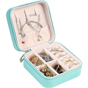 AiQInu Scatola Portagioie da Viaggio, Piccoli Porta Gioielli Donna, Portagioielli da Viaggio, Organizzatore Portagioie da Viaggio per Orecchini, Anelli, Gioielli