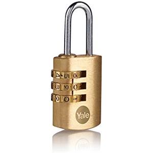 Yale Lucchetto a combinazione in ottone Y150B/22 22 mm: corpo compatto con arco in acciaio e codice a 3 cifre regolabile per protezione sicura di armadietti zaini e cassette