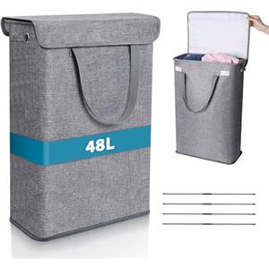 Romon Cesto Portabiancheria, Cesta Portabiancheria Portabiancheria Sporca Secchi per la Biancheria Laundry Basket Pieghevole, Cestino Panni Sporchi da 48L Con maniglie per Biancheria Casa Lavanderia