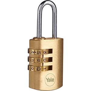 Yale Lucchetto in ottone a combinazione Y150B/22/120/1 corpo 23mm, arco in acciaio, combinazione a 3 cifre
