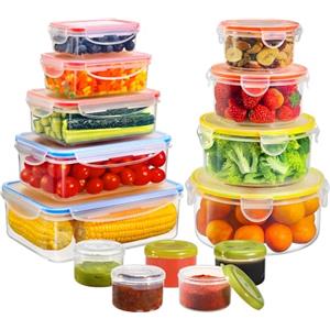 YASHE 28 Pezzi Contenitori Ermetici per Alimenti, Senza BPA Contenitore Plastica con Coperchio, Contenitori Cucina Organizer per Dispensa, Credenza, Sicuro nel Microonde e Lavastoviglie