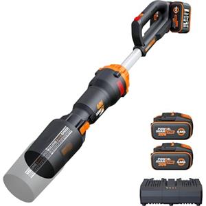WORX Nitro WG585E Soffiatore a batteria 40 V max (2 x 20 V) Motore brushless Include 2 Batterie da 4 Ah e Caricatore Doppio
