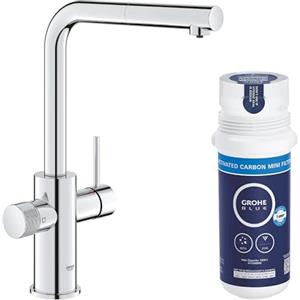 GROHE Blue Pure Minta miscelatore da cucina, doccetta estraibile, con filtro a carboni attivi, Cromo