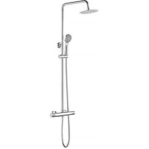 Ibergrif M20740 Colonna-Sistema con Soffione a Pioggia, Doccetta, Supporto, Barra Regolabile, Cromo, Argento