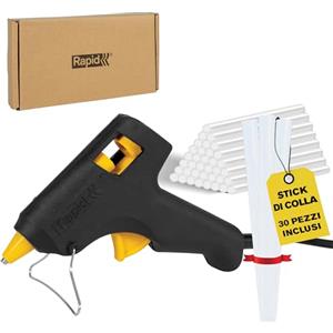 Rapid Pistola per Colla a Caldo Hobby con 30 Stick di Colla Trasparenti da 7 mm per il Fai da Te, Decorazioni e Riparazioni, Flusso di Colla da 100 g/h, Tempo di Riscaldamento di 10 Minuti
