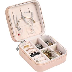 AiQInu Scatola Portagioie da Viaggio, Piccoli Porta Gioielli Donna, Portagioielli da Viaggio, Organizzatore Portagioie da Viaggio per Orecchini, Anelli, Gioielli