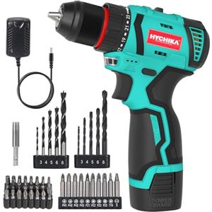 HYCHIKA BETTER TOOLS FOR BETTER LIFE HYCHIKA Trapano Avvitatore 16,8V con batteria da 1,5Ah, 45N-m e 23+1 impostazioni di coppia, mandrino senza chiave da 10mm, 2 velocità variabili, 53PCS accessori.