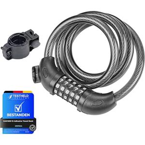 GRIFEMA GA1203-12 Lucchetto per bicicletta antifurto con combinazione di 5 cifre per biciclette, moto, scooter, 120 cm, nero