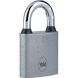 Yale Lucchetto Y111S/32 32 mm argento: corpo in lega di acciaio con arco temprato antitaglio e serratura a chiave testata 10.000 cicli per armadietti cassette garage e capanni