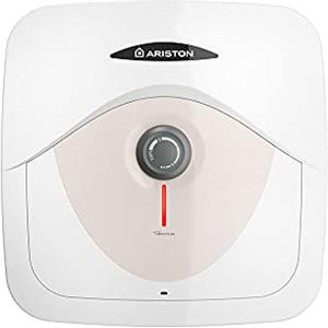 Ariston Dune RS - Scaldabagno Elettrico 15 Litri 36x34x36, Boiler Elettrico con Display LED per Controllo Temperatura, Installazione in Italia Sopralavello Beige 220V, Classe Energetica A