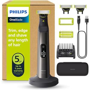 Philips OneBlade Pro 360 Autentico Regolabarba elettrico per viso e corpo, rasoio e depilatore, 3x 360 lame, 1x pettine da 20, 1x kit corpo, 1x supporto di ricarica, 1x custodia da viaggio, QP6652/35