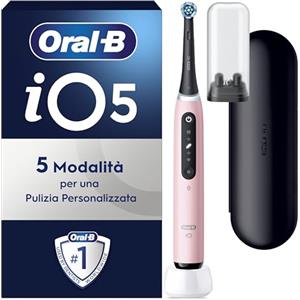 Oral-B Spazzolino Elettrico Ricaricabile iO 5N Rosa, Spazzolino Elettrico, 1 Testina Oral B, 1 Custodia Da Viaggio, Pulizia Denti Efficace, Sensore di Pressione, Intelligenza Artificiale