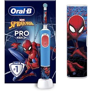 Oral-B Spazzolino Elettrico Ricaricabile Pro Kids con personaggi Marvel Spider-Man, 1 Testina, 1 Spazzolino Elettrico Oral B, Custodia Da Viaggio, da 3 Anni In Su