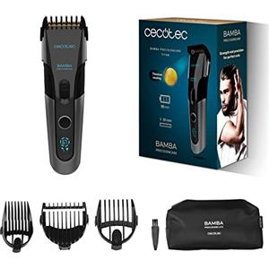 Cecotec Tagliacapelli PrecisionCare Titan. Lama rivestita in titanio, 90 min di autonomia, Fino a 30 mm, Wireless, 3 pettini guida, Display, Avviso di manutenzione, Funzione di blocco.