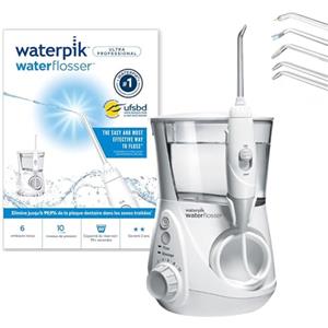 Waterpik Idropulsore Dentale Ultra Professional con 7 Testine e Sistema Avanzato di Controllo della Pressione con 10 Impostazioni, Strumento di Rimozione della Placca Dentale, Bianco (WP-660EU)