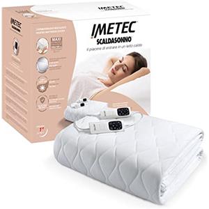 Imetec Scaldasonno Adapto maxi coprimaterasso matrimoniale 195x165 cm, Basso consumo, Riscaldamento rapido, Temperatura personalizzata, Tessuto anallergico trapuntato, Doppio comando, 6 temperature