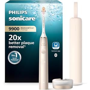 Philips Sonicare DiamondClean Prestige 9900 - Spazzolino elettrico sonico con 1 testina Premium All-in-One A3 e custodia di ricarica champagne modello HX9992/11