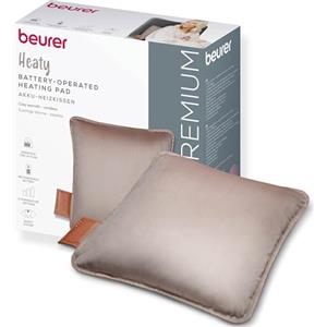 Beurer Heaty Termoforo, termoforo senza fili con batteria ricaricabile, con spegnimento automatico e 3 livelli di temperatura, con riscaldamento rapido, morbido velluto, taupe