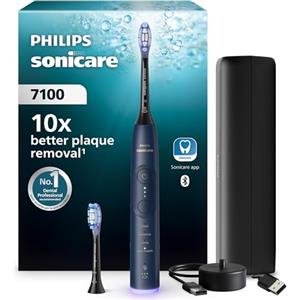 Philips Sonicare 7100, spazzolino elettrico sonico con app, 4 modalità di spazzolamento, 3 livelli di intensità, EasyStart, SmarTimer, blu navy, modello HX7423/01 [Nuova tecnologia]